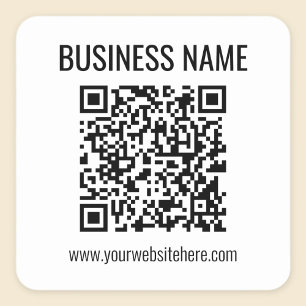 Pegatina Cuadrada Código QR personalizable y nombre de la empresa