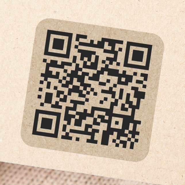 Pegatina Cuadrada código QR personalizado Aspecto del papel Kraft (Subido por el creador)