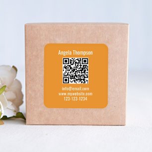 Pegatina Cuadrada Código QR personalizado básico de Orange Business
