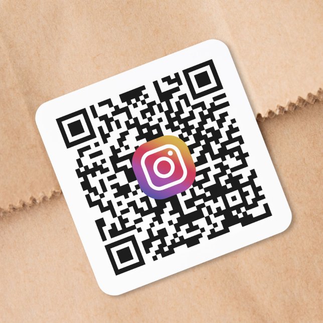 Pegatina Cuadrada Código QR personalizado de Instagram (Custom Instagram QR Code Square Sticker)
