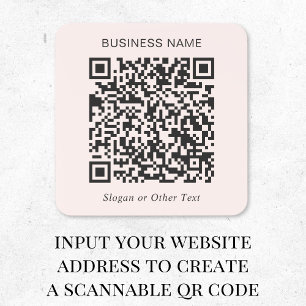 Pegatina Cuadrada Código QR Personalizado Negocio Rosa