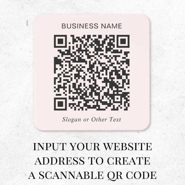 Pegatina Cuadrada Código QR Personalizado Negocio Rosa (Subido por el creador)
