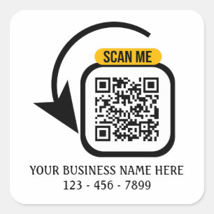 Pegatina Cuadrada Código QR Personalizado para Negocios