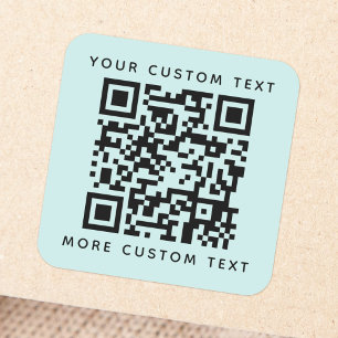 Pegatina Cuadrada Código QR personalizado texto luz inferior superio
