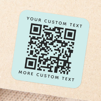 Pegatina Cuadrada Código QR personalizado texto luz inferior superio