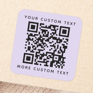 Pegatina Cuadrada Código QR personalizado texto luz inferior superio