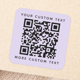 Pegatina Cuadrada Código QR personalizado texto luz inferior superio