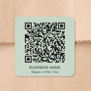 Pegatina Cuadrada Código QR personalizado verde sabio empresarial