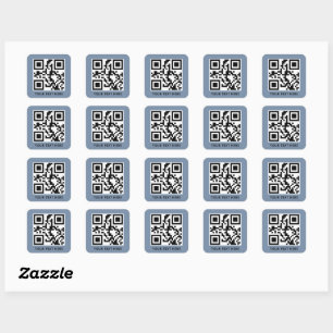 Pegatina Cuadrada Código QR personalizado y azul turbio de promoción