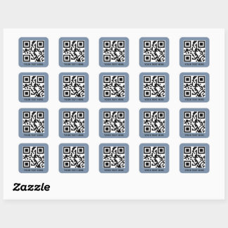 Pegatina Cuadrada Código QR personalizado y azul turbio de promoción