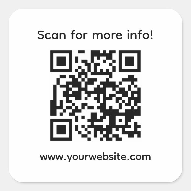 Pegatina Cuadrada Código QR personalizado y texto personalizado (Anverso)