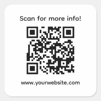 Pegatina Cuadrada Código QR personalizado y texto personalizado