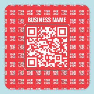 Pegatina Cuadrada Código QR promocional (editable) con patrón de log