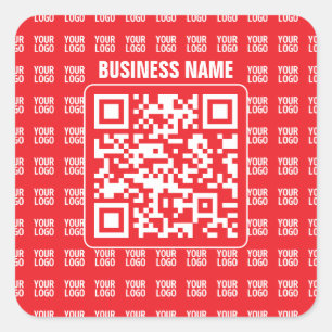 Pegatina Cuadrada Código QR promocional (editable) con patrón de log