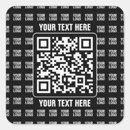 Pegatina Cuadrada Código QR promocional (editable) más patrón de log