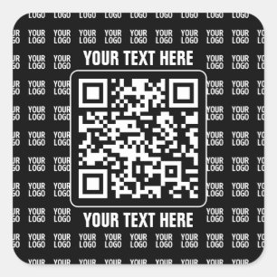 Pegatina Cuadrada Código QR promocional (editable) más patrón de log