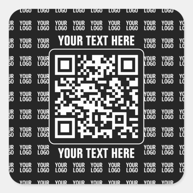 Pegatina Cuadrada Código QR promocional (editable) más patrón de log (Anverso)