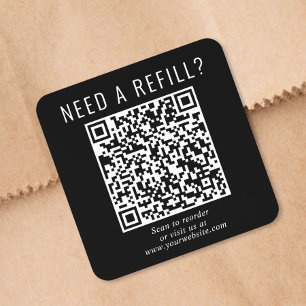 Pegatina Cuadrada Código QR Recarga Negro