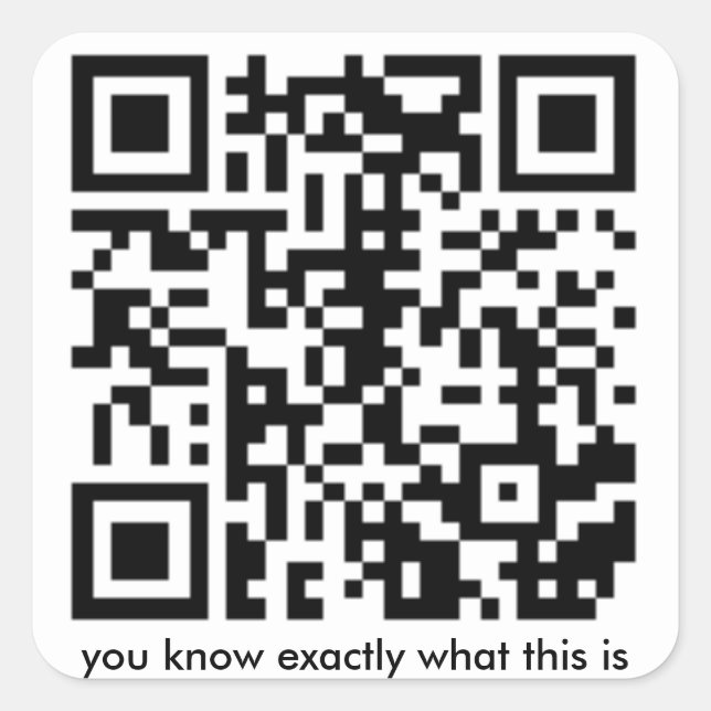 Pegatina Cuadrada código qr rick roll (Anverso)