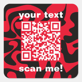 Pegatina Cuadrada Código QR Rojo Y Negro Brillante Moderno