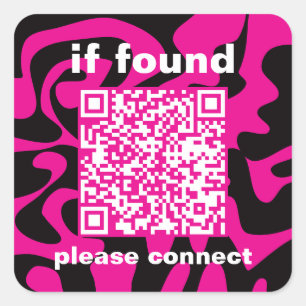 Pegatina Cuadrada Código QR rosa caliente lindo perdido