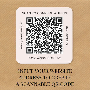 Pegatina Cuadrada Código QR Rosa de Negocios