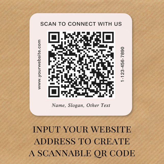 Pegatina Cuadrada Código QR Rosa de Negocios (Subido por el creador)