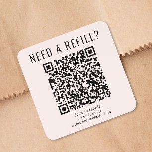 Pegatina Cuadrada Código QR Rosa de Recarga