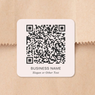 Pegatina Cuadrada Código QR Rosa Empresarial