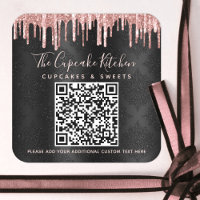 Código QR Rosa negro oro Purpurina Drin nombre com