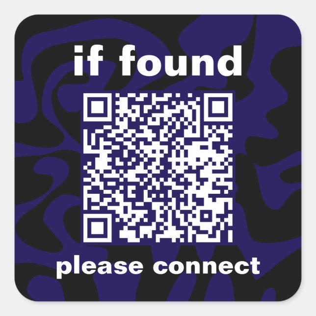 Pegatina Cuadrada Código QR Se ha encontrado azul oscuro (Anverso)