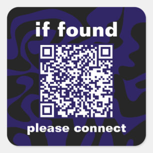 Pegatina Cuadrada Código QR Se ha encontrado azul oscuro