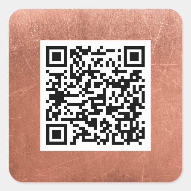 Pegatina Cuadrada Código QR simple Elegante Copper Bronze Profesiona (Anverso)
