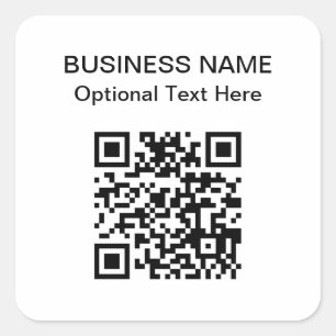 Pegatina Cuadrada Código QR simple   Nombre comercial