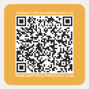 Pegatina Cuadrada Código QR Sitio web para pequeñas empresas Mellow