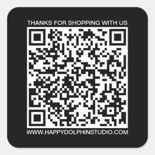 Pegatina Cuadrada Código QR Sitio web para pequeñas empresas Negro