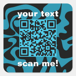 Pegatina Cuadrada Código QR Verde azulado y negro brillante moderno