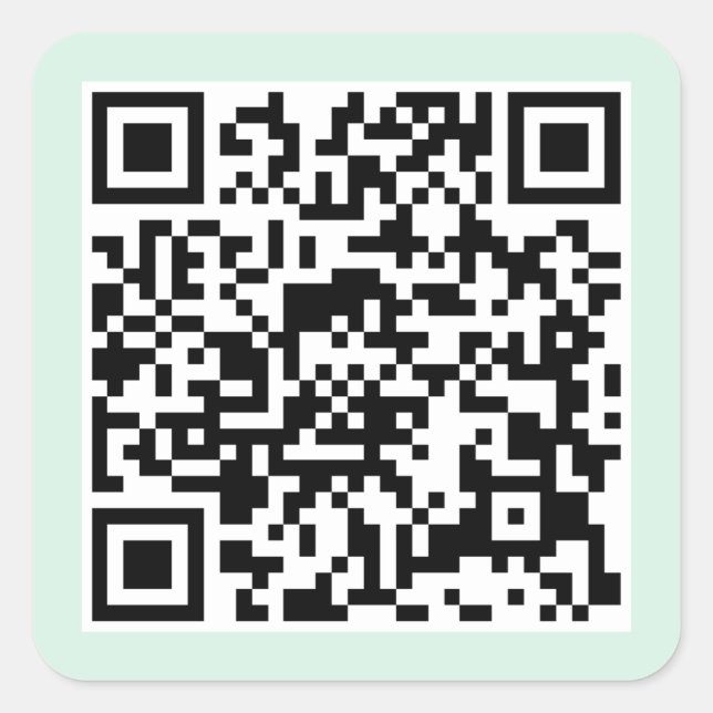 Pegatina Cuadrada Código QR verde claro de menta (Anverso)