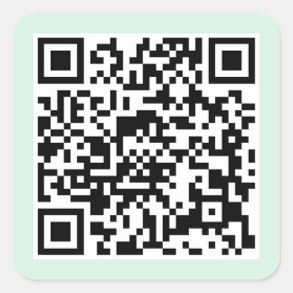 Pegatina Cuadrada Código QR verde claro de menta