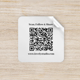 Pegatina Cuadrada Código QR y personalizado a sus pegatinas de texto