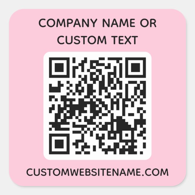 Pegatina Cuadrada Código QR y texto personalizados (Anverso)