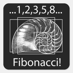 Pegatina Cuadrada Coeficiente de oro, espiral de Fibonacci