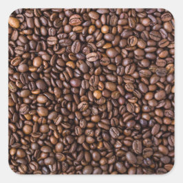 Pegatina Cuadrada Coffee Beans Pattern Funny Coffee Avers