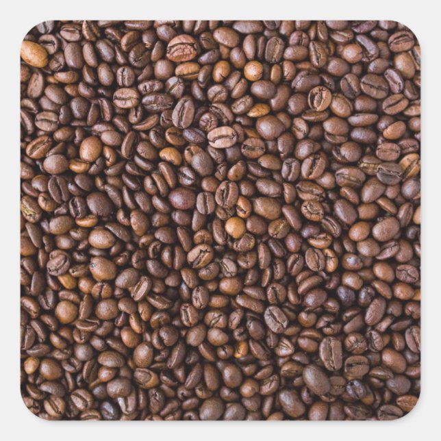 Pegatina Cuadrada Coffee Beans Pattern Funny Coffee Avers (Anverso)