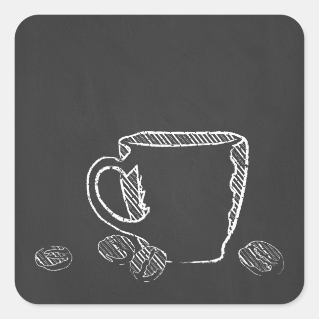 PEGATINA CUADRADA COFFEE CUP CHALK (Anverso)