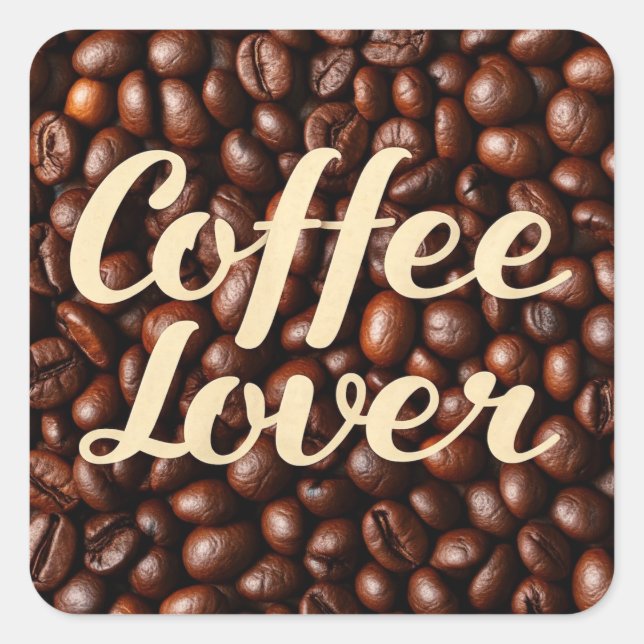 Pegatina Cuadrada Coffee Lover (Anverso)