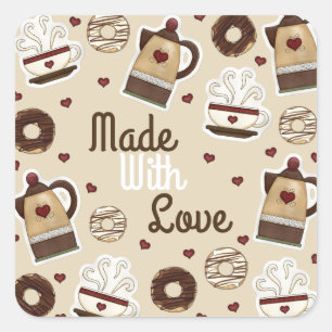 Pegatina Cuadrada Coffee Pot and Cup