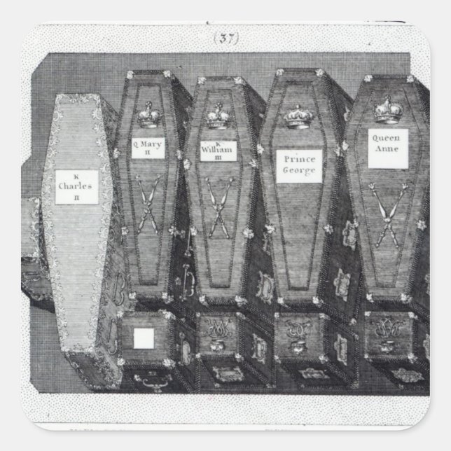 Pegatina Cuadrada Coffinas reales en la abadía de Westminster (Anverso)