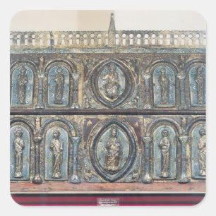 Pegatina Cuadrada Cofre reliquial de St. Viance, Escuela Limousin