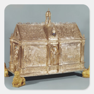 Pegatina Cuadrada Cofre reliquiario de San Macaririo de Gante, 1616